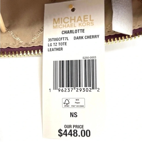 Michael Kors Large Charlotte Tote Bag Ruby Red - Picture 8 of 8